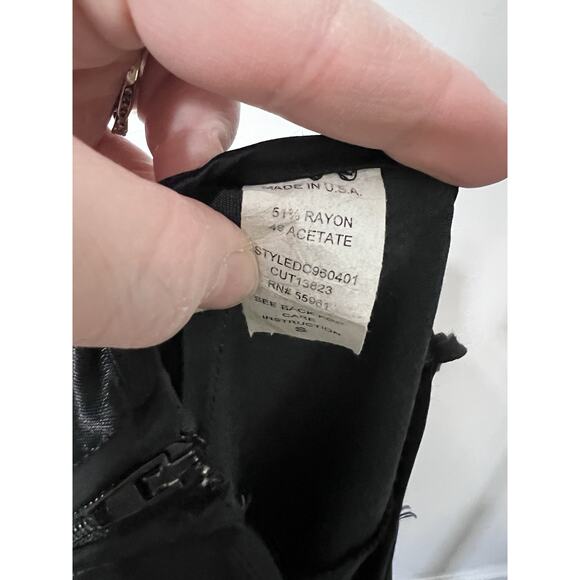 VTG Prom Dress Maxi Y2K 90s Beaded 2 Pc Black Gothic Grunge Goth Romantic Satin - Picture 14 of 16